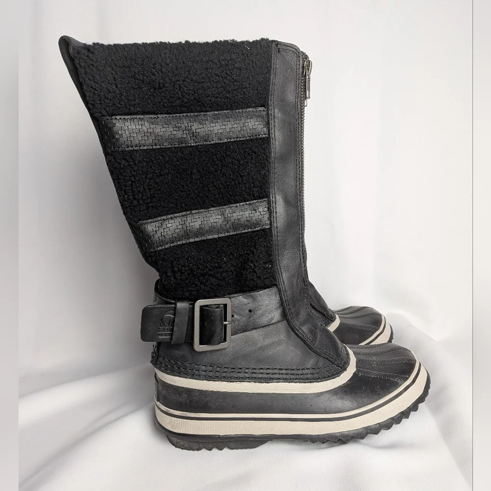 SOREL HELEN OF TUNDRA ll Winter Women Boots Size 6 Black Color Front Zipper - Picture 2 of 9